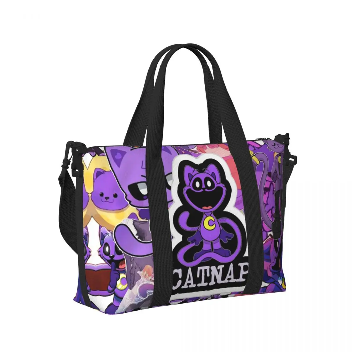 

Catnap S-Smiling-S C-Critters-S Мультяшная пляжная дорожная сумка Большая вместительная сумка-тоут для тренажерного зала Йога Женская дорожная сумка для покупок