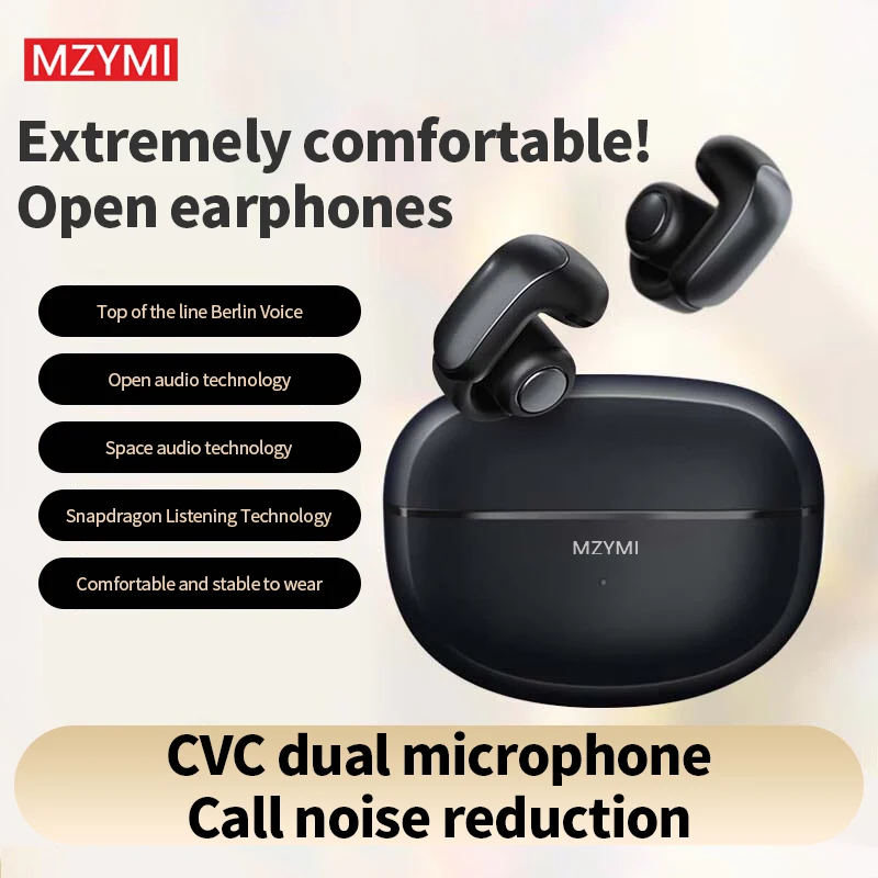 

MZYMI V12 Open Ear Clip Headphones True Wireless Earbuds Bluetooth 5.3 Sports Earphones Waterproof TWS Gaming Headest With Mic