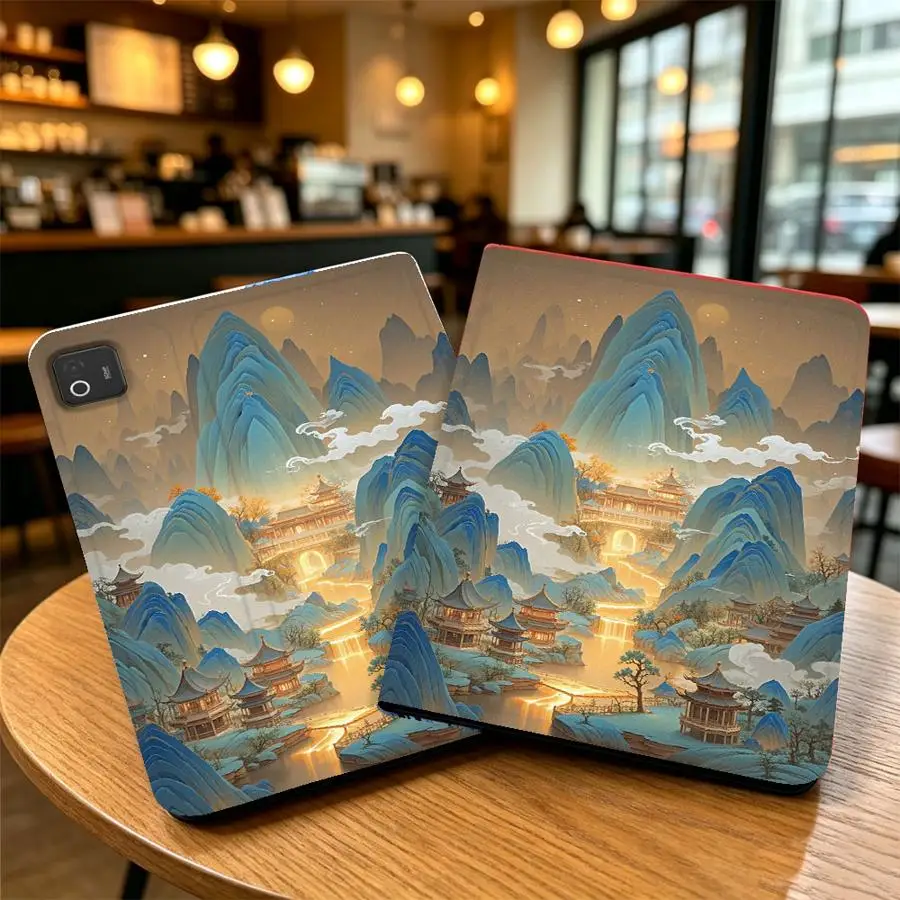 Azure Mountain Landscape with Pencil Slot Case for Xiaomi Pad 5 6 7 8 Pro Redmi Pad SE K Pad 8.8 9.7 12.4 Inch Pad 6s Pro 7