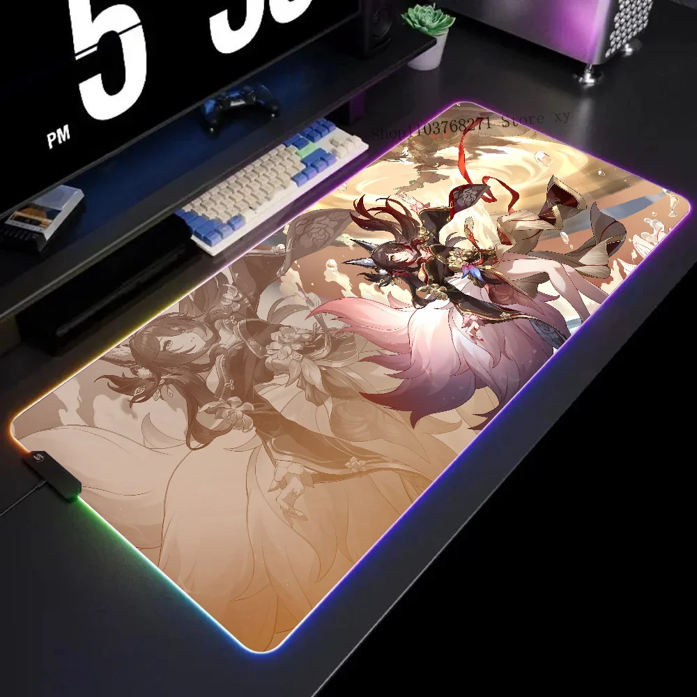 

Tingyun Honkai Star Rail Mousepad XXL RGB Gaming Mouse Pads HD Black Gamer Accessories Large LED