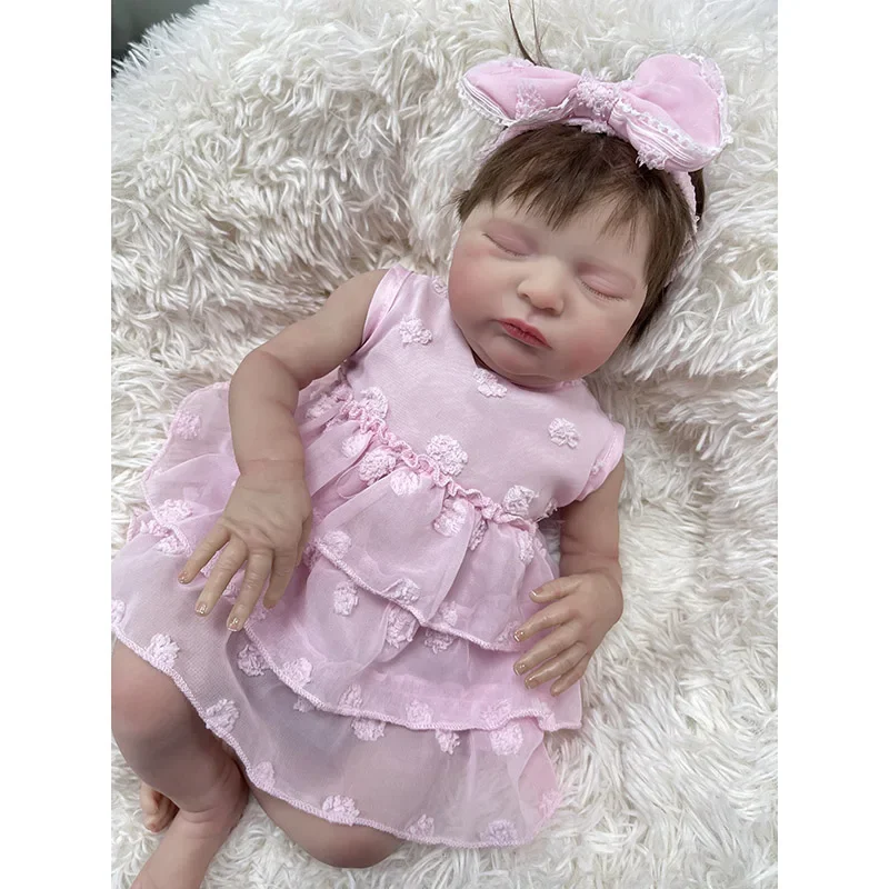 48CM Realistic Reborn Dolls Laura Hand Rooted Hair Newborn Size Hand Painted Doll with Visible Veins Real Pictures Bebe Reborn