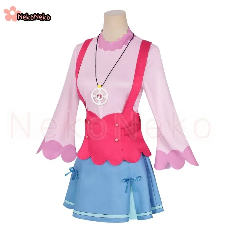 Newly Anime Star Detective Precure Akechi Anna Cosplay Costume Wig Cute Pink Dress Necklace Accessories Adult Women Party Outfit view 5