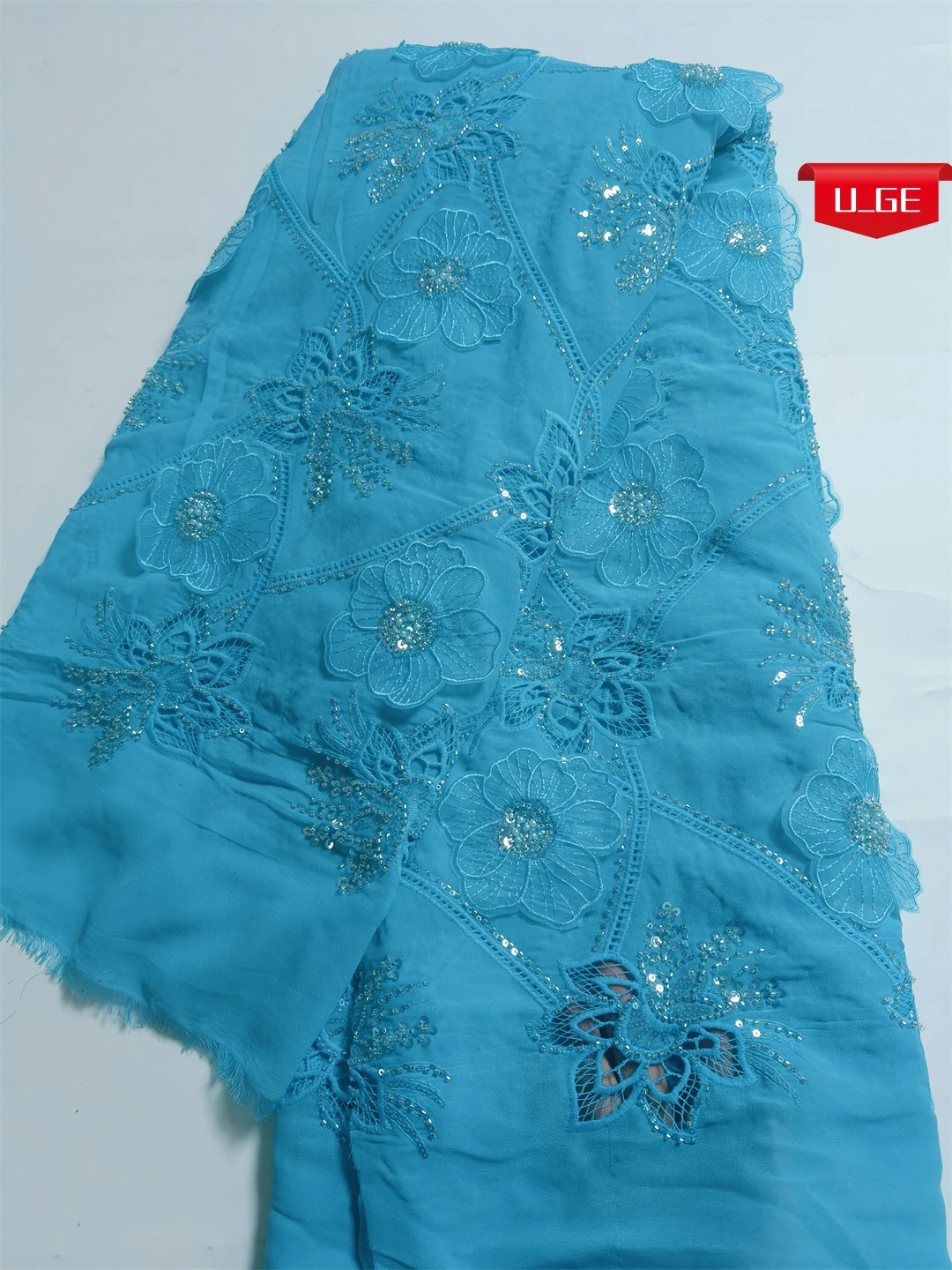 2025Latest Delicate Best Quality Very Soft Embroidered Cotton Lace With Lots  stones fabric For Party Evening Dresses U_Ge1865