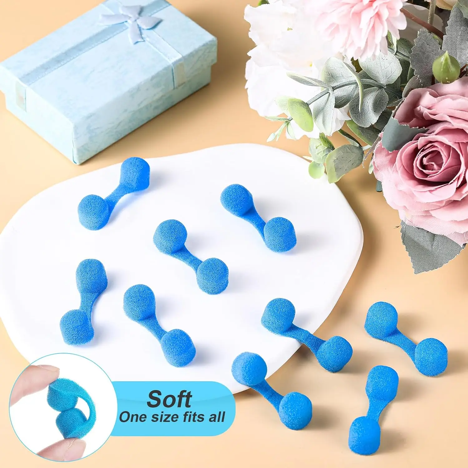 50 pieces of dustproof sponge nasal filter, invisible nasal filter, dustproof protection, disposable sponge nasal plug (blue) view 3