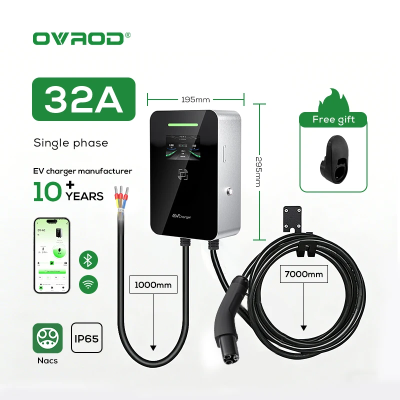 

Ovrod APP Control 220V-480V Electric Fast Charging Wallbox 7KW EV Charger Nacs Interface Standard 32A Rated Current New