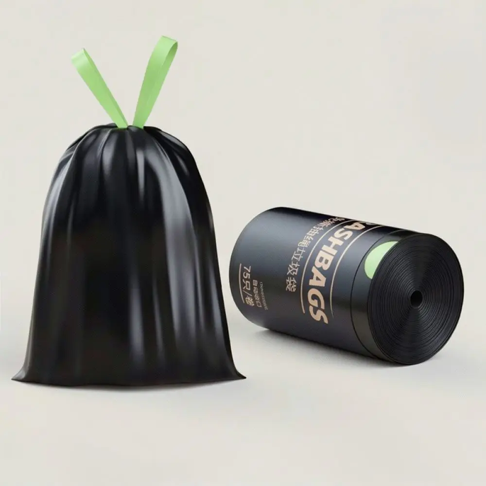 Thickened Drawstring Trash Liners Opaque Black Garbage Bags Strong Kitchen Waste Organizer For For Okiss Home Cleaning