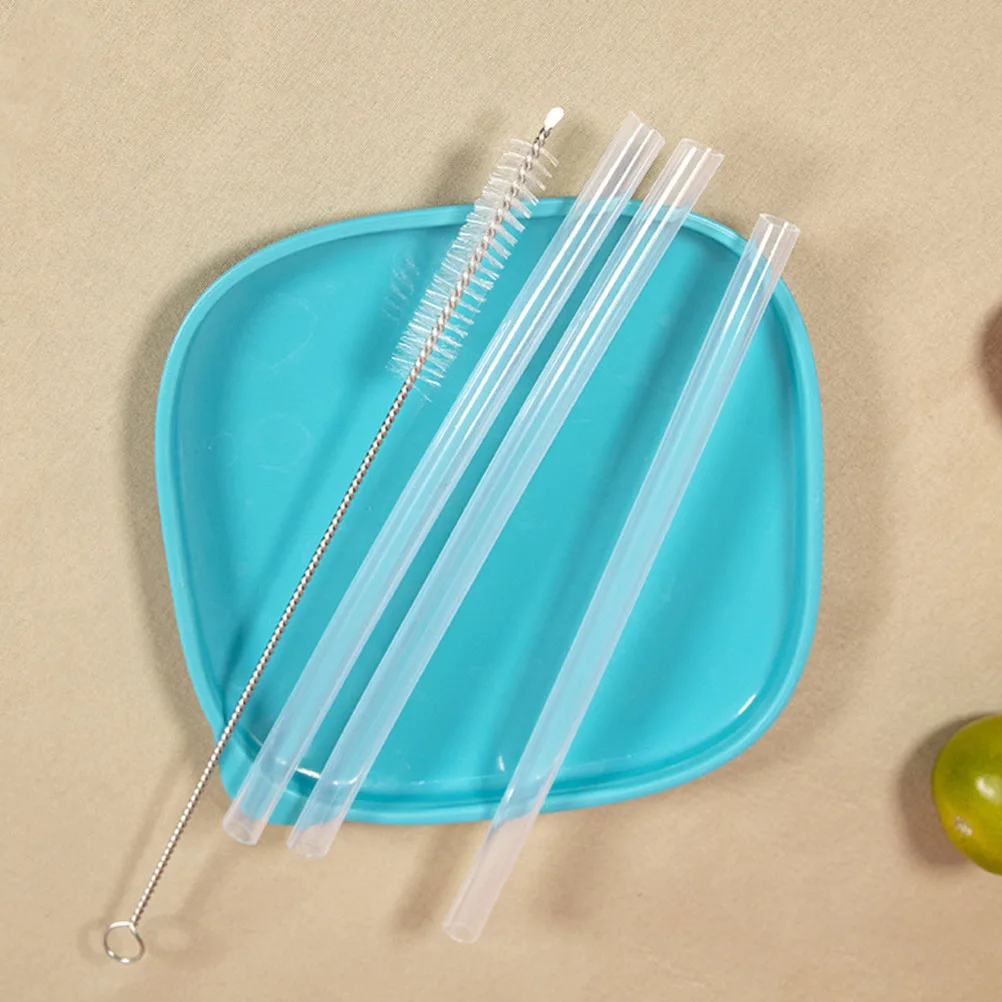 

1Set Silicone Straw Reusable Tumbler Set Pe Material Bar Party Drinking Straws Eco Friendly Cleaning Brush