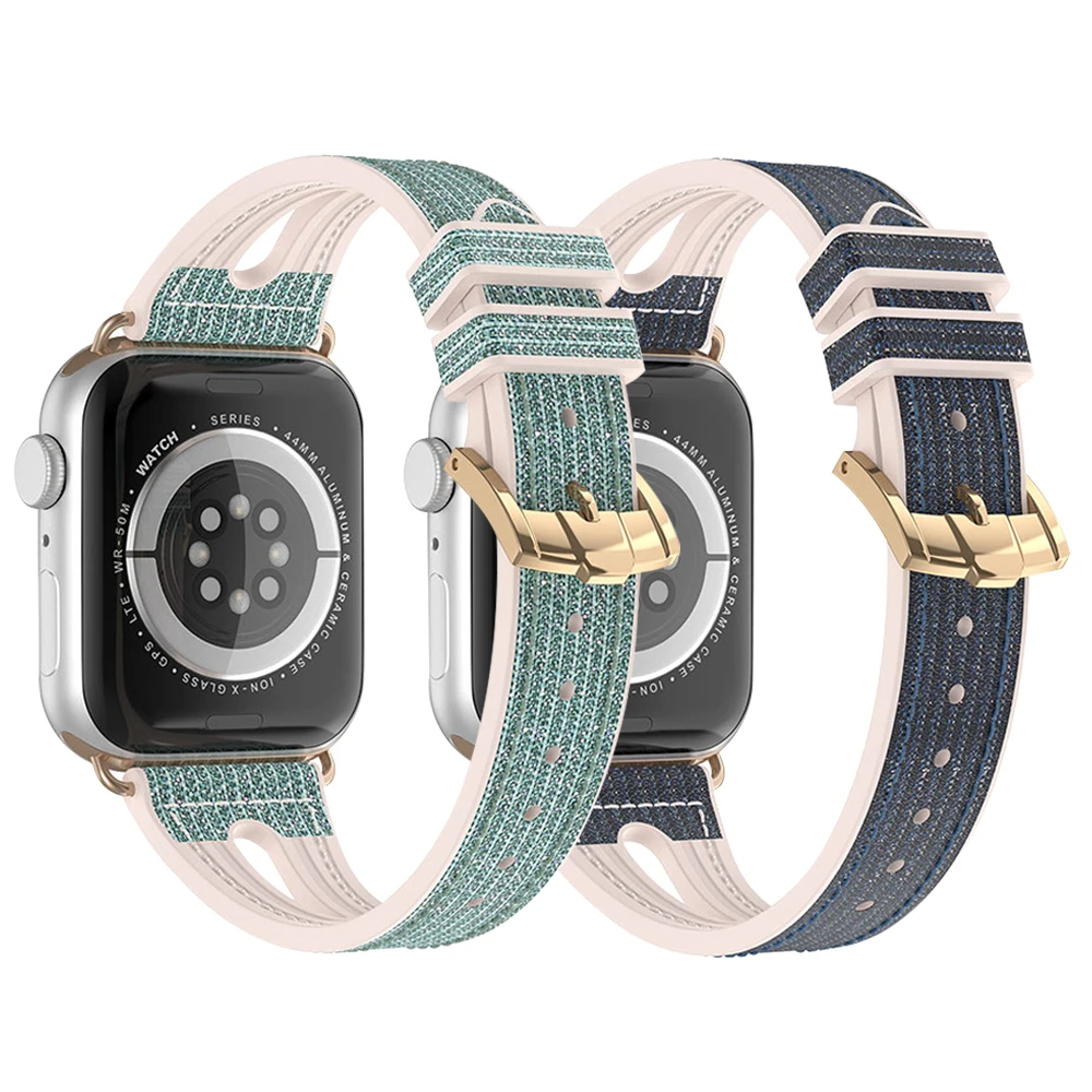 

Силиконовый + кожаный ремешок для Apple Watch Band 40 мм 41 мм 45 мм 44 мм 49 мм Bling Watchband Браслет IWatch Serie 4 5 6 SE 7 8 9 Ultra