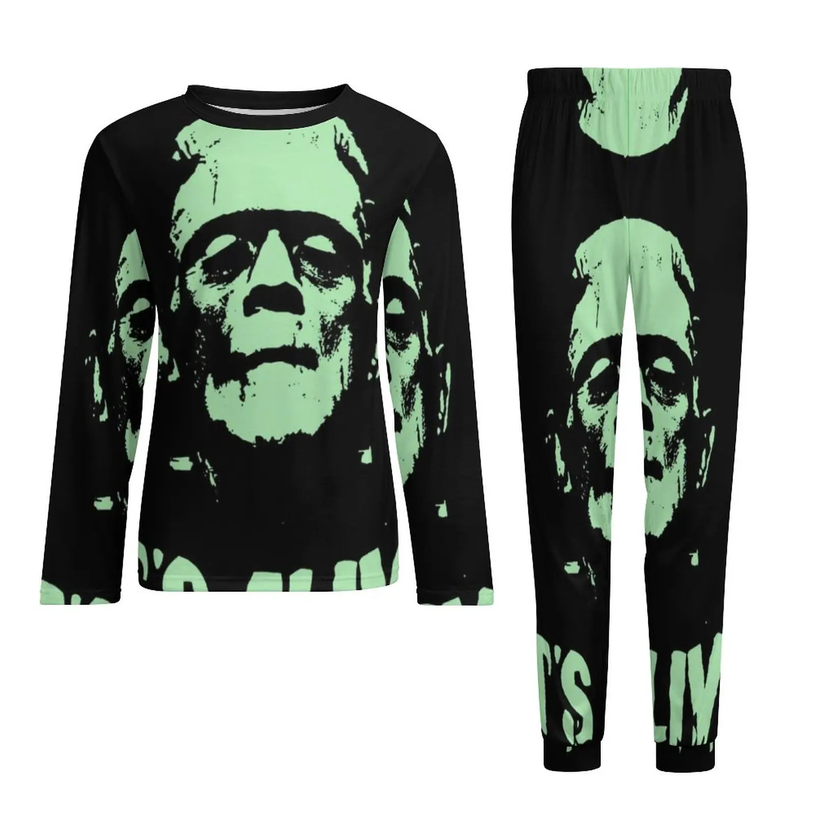 FRANKENSTEIN-Ensemble de pyjama deux pièces pour homme, vêtements de nuit chauds, manches longues, roman, décontracté, design, grande taille,