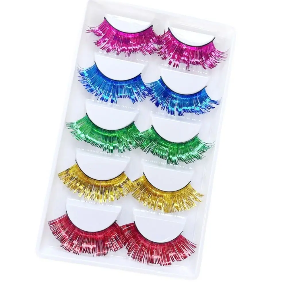 

2 Box Exaggerate Shiny Eyelashes Reusable Lashes Extension Colored False Eyelashes Beautiful High Quality 3D Curled Lashes Women