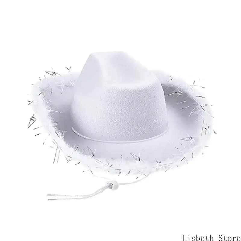 124A Bride Cowboy Hats Crystal Panama Hat for Bachelorette Party Cocktail Parties Vacation Sparkly Crystal for Comedian