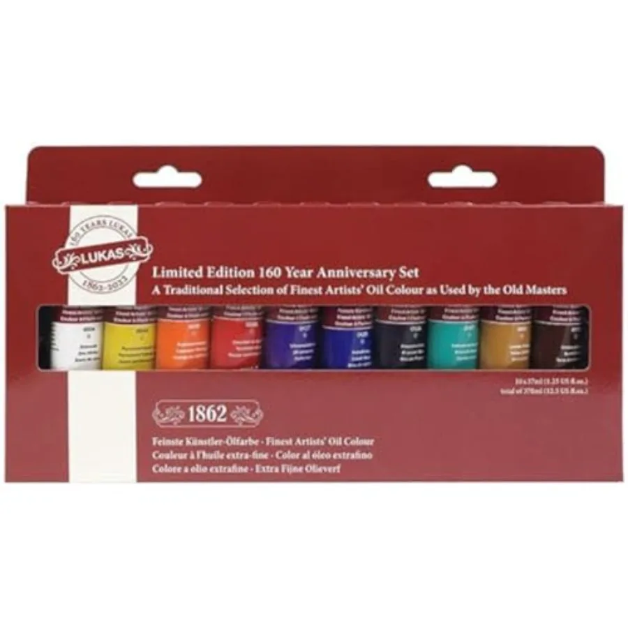

1862 Professional Artist Oil Paint - Assorted Colors, 37 mL - Set of 10 - Outstanding Lightfastness, Non-Yellowing, w/Beeswax f