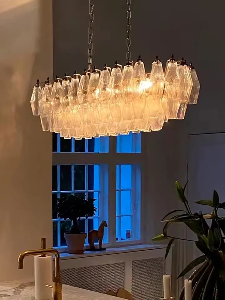 Pink Clear Glass Medieval Style Chandelier LED Home Decor European Pendant Lights Ceiling Hanging