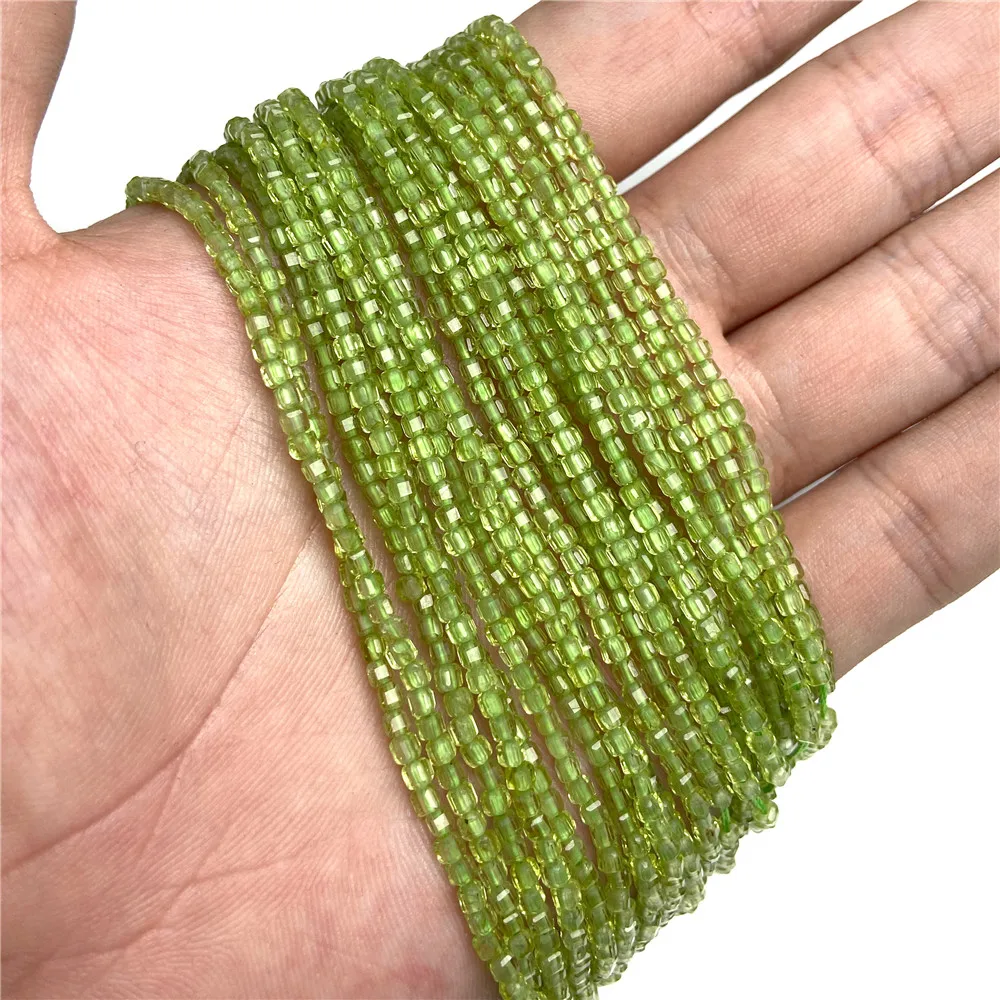 Natural Faceted Stone Beads 2mm Square Garnet Tourmaline Strawberry Quartz Loose Spacer Beads for Jewelry Making DIY Supplies - view 3