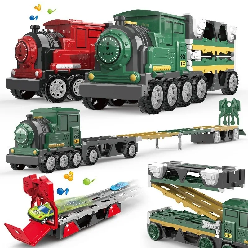 Modèle de voiture de rail de dinosaure d'éjection de taille ultra longue, train à inertie, camion, déformation, jouets pour enfants, cadeau de vacances, style chaud, 120cm