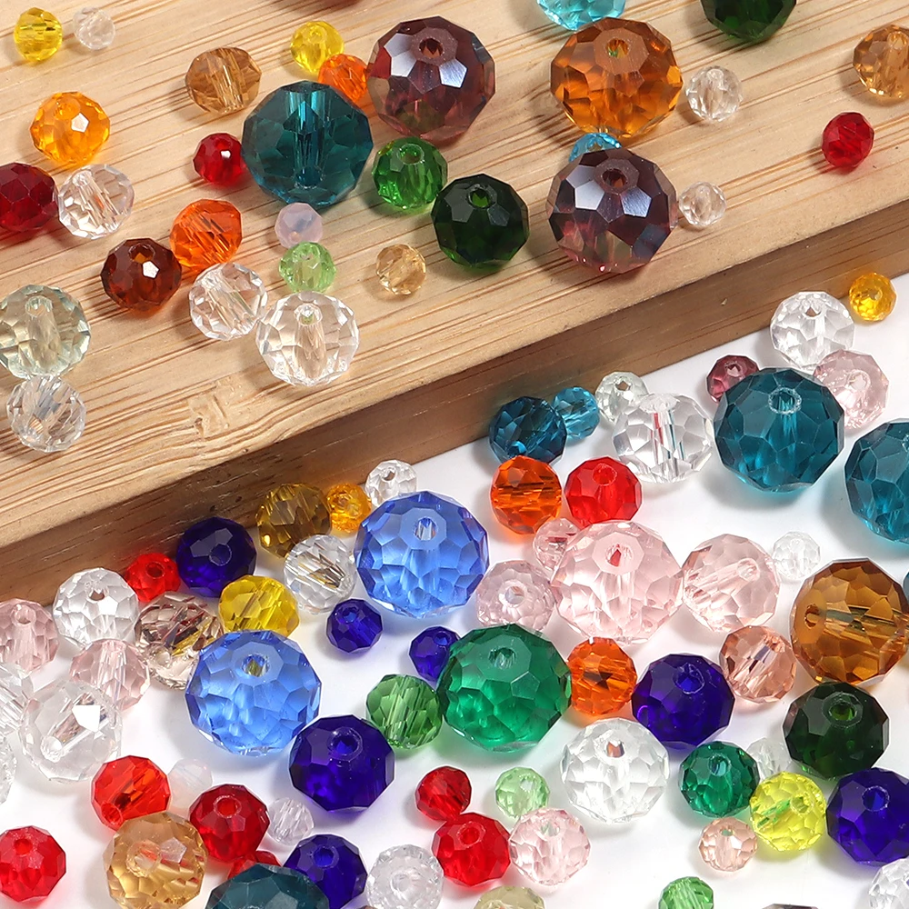 50-200 قطعة الأوجه خرز كريستالي 3/4/6/8/10 مللي متر شفاف مختلط اللون الزجاج فضفاض الخرز لصنع المجوهرات قلادة أساور يدوية #5
