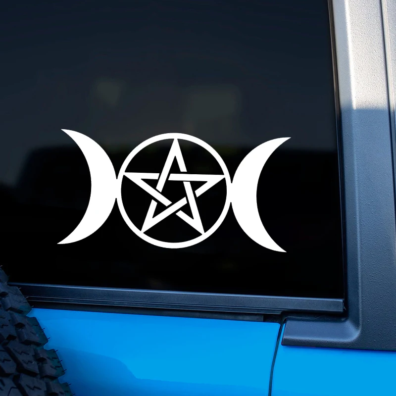 JT53# Transform Your Car with this Stylish Wiccan Double Moon Goddess Car Decal-For Motorcycles Trucks & Laptops!