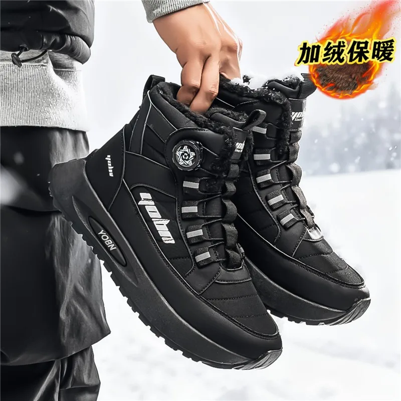 2025 Zapatillas altas informales para hombre, botas para la nieve, duraderas y cálidas, populares en otoño e invierno, modernas y a la moda.
