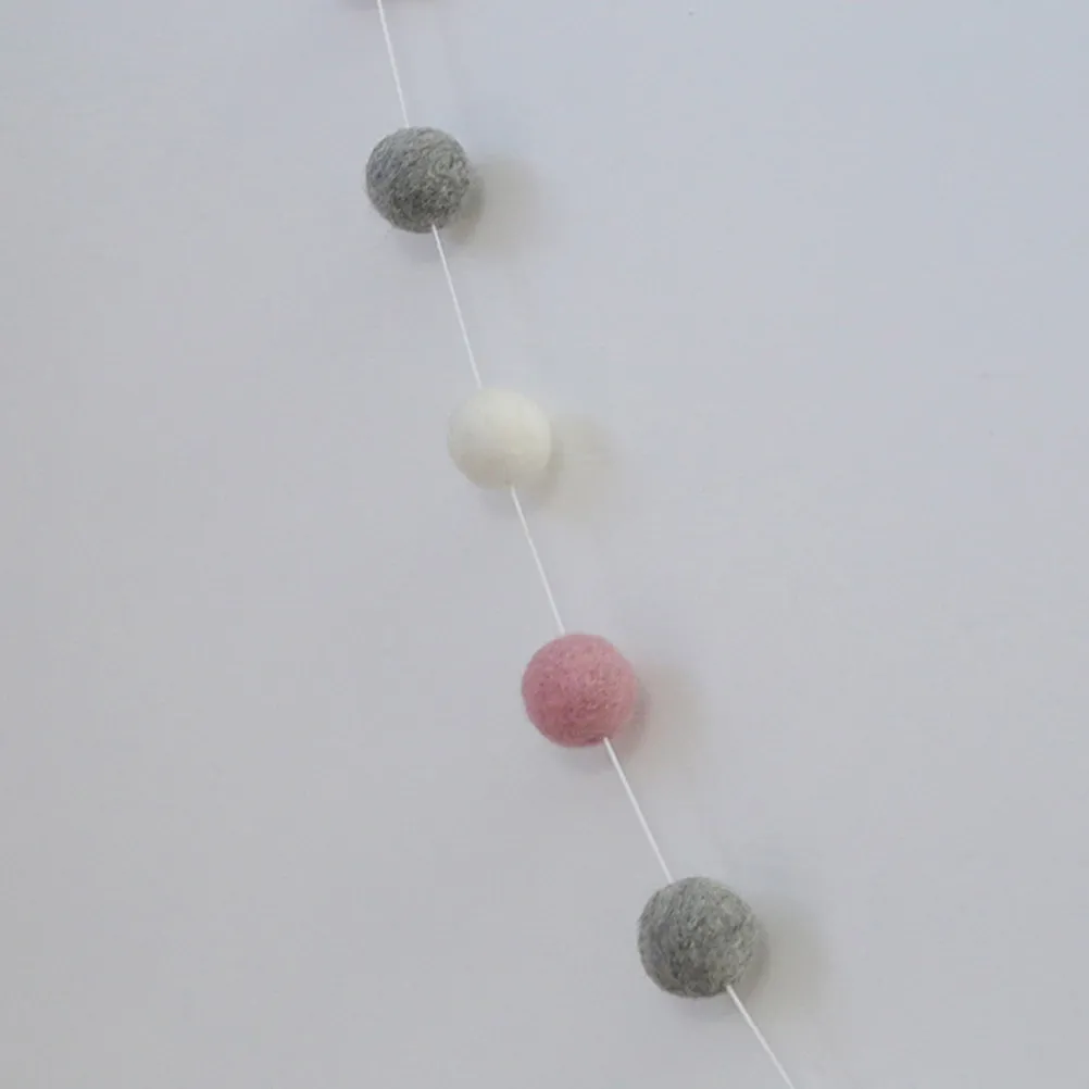30 Wool Felt Balls Pom Poms Garland 2M Long Multi Color Bedroom Birthday Party Decoration Strings Hanging Wall Decor