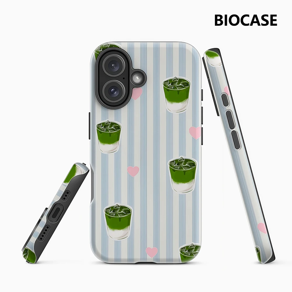 Matcha Heart Stripes IPhone 17 Must-Haves Handyhülle für IPhone 17 16 15 14 13 12 Pro Max Plus Doppelschichtige Rückseite