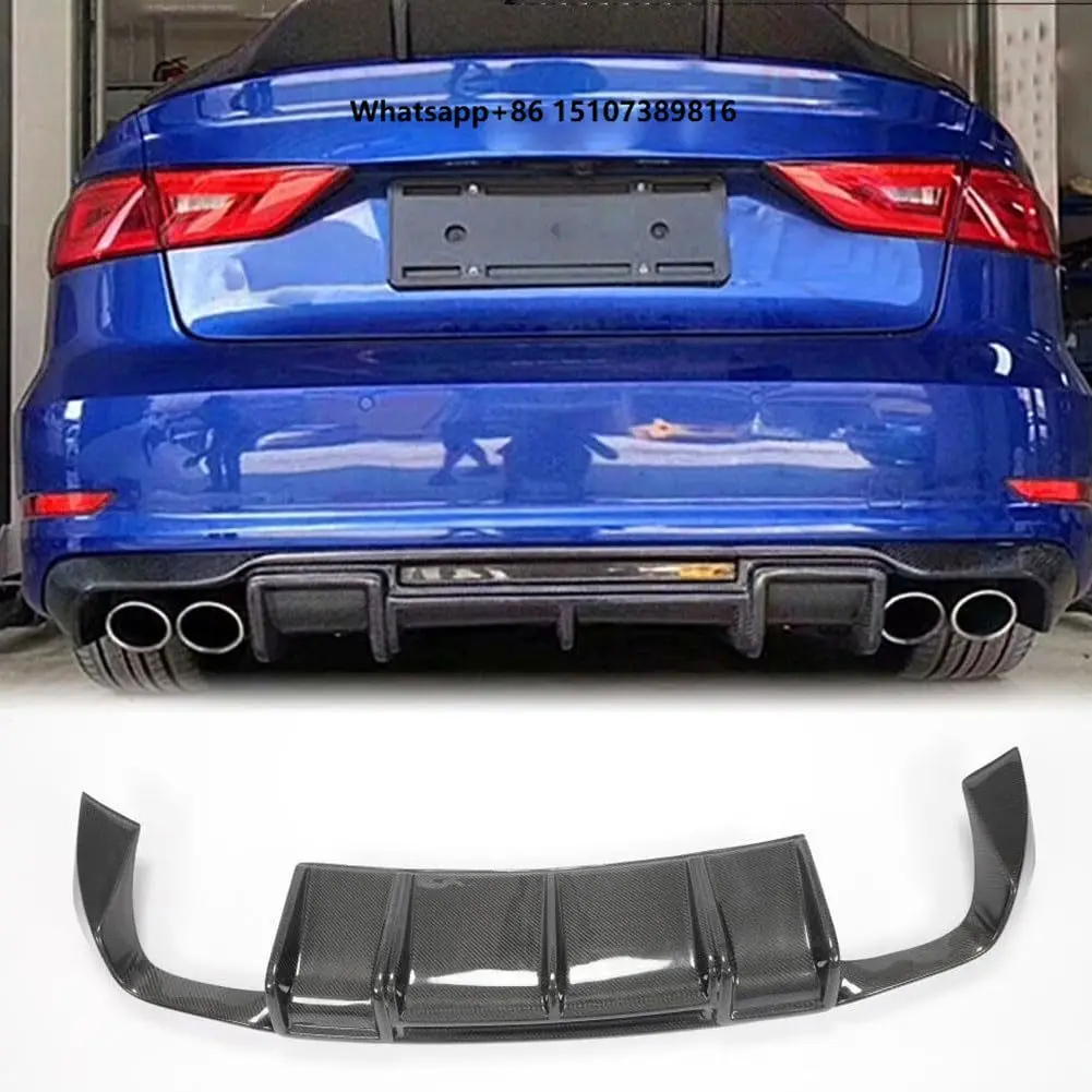 Car A3 S3 Carbon Fiber Rear Diffuser Rear Bumper Splitter Lip Body Kit for A3 S3 Sedan 2013 2014 2015 2016