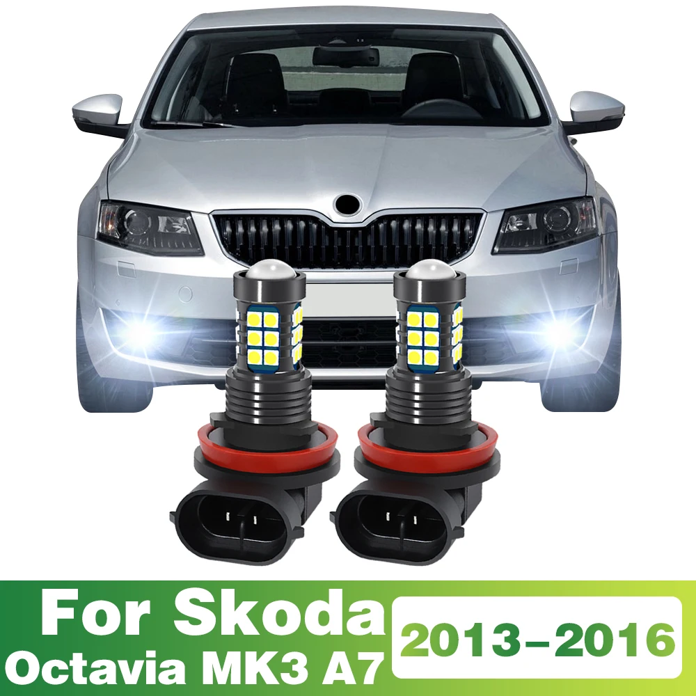 

2X LED Front Fog Lamp Car Light Bulbs Accessories For Skoda Octavia MK3 A7 2013 - 2016 2014 2015
