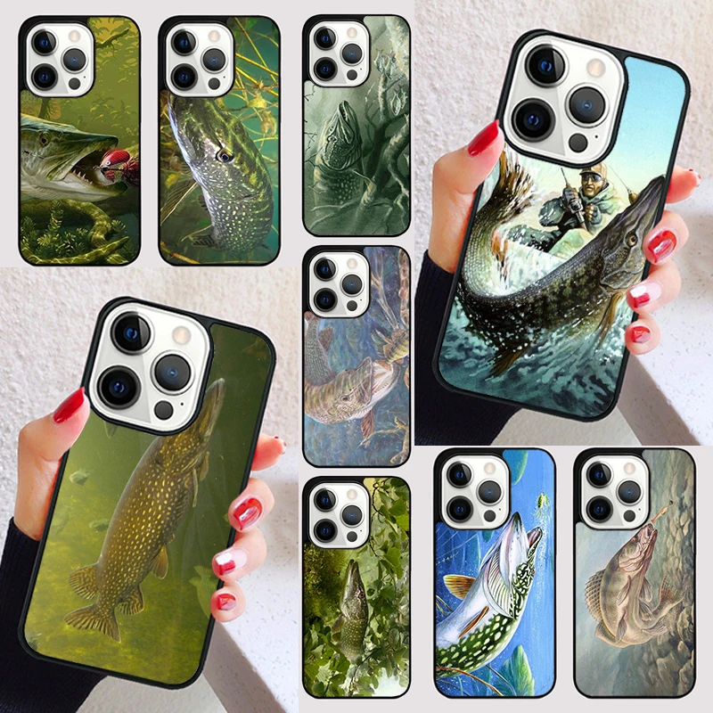 Pike Fishing Bait Spinner cover For iPhone 15 16 13 12 11 14 Pro Max Mini Max SE 2020 7 8 6S Plus Phone Case