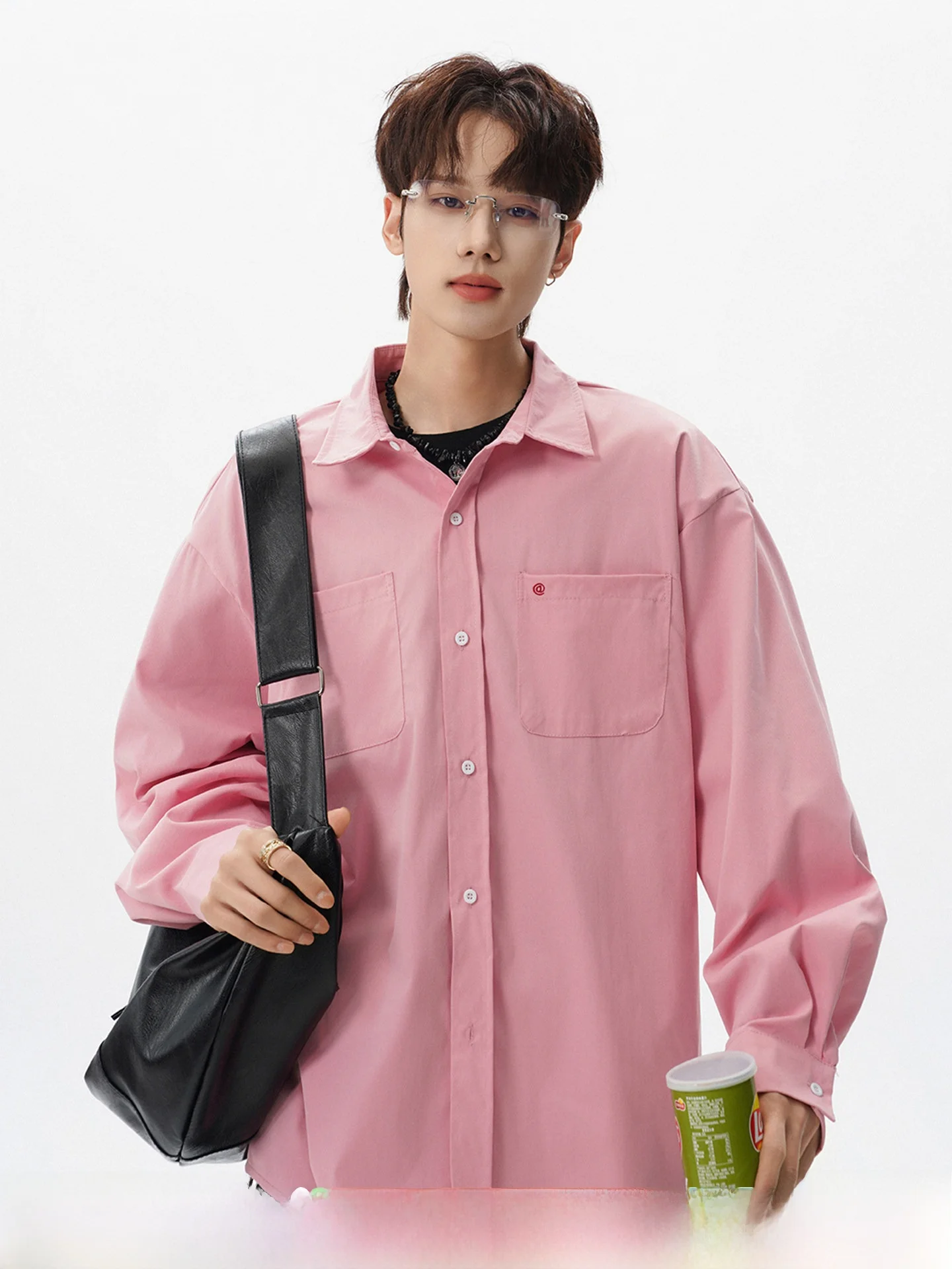

Cleanfit Dopaamine Pure Color Long Sleeve Casual Shirt for Men Spring New Design Loose Fit Stylish Polyester Fiber Shirt