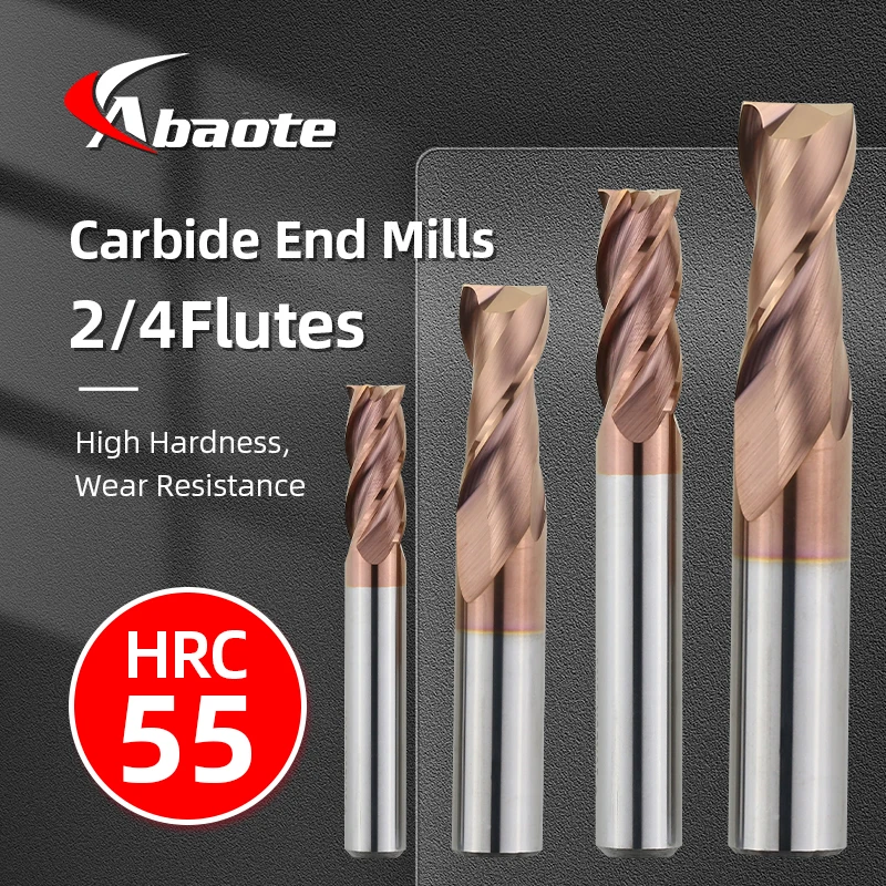 

ABAOTE Carbide End Mill 4 Flutes HRC55 Milling Cutte Alloy Carbide Milling EndMills Tungsten Steel CNC Cutting Tools