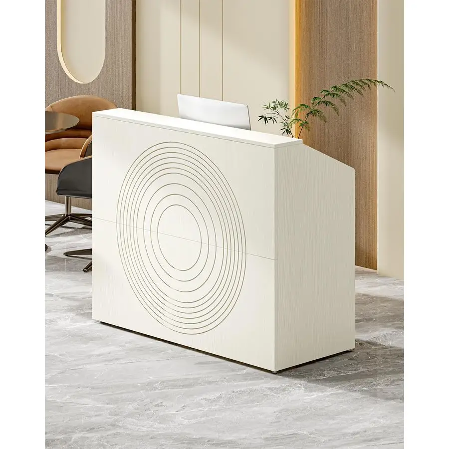 مكتب استقبال 47 بوصة مع عداد، طاولة غرفة استقبال مكتب أمامي أبيض، طاولة بيع بالتجزئة للخروج، مكتب ترحيب حديث لـ