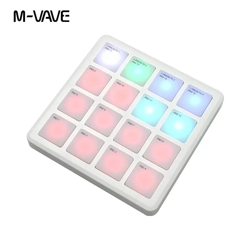 Controlador MIDI Sem Fio M-VAVE SK-16 SMC-PAD com 16 Pads para Instrumentos de Percussão