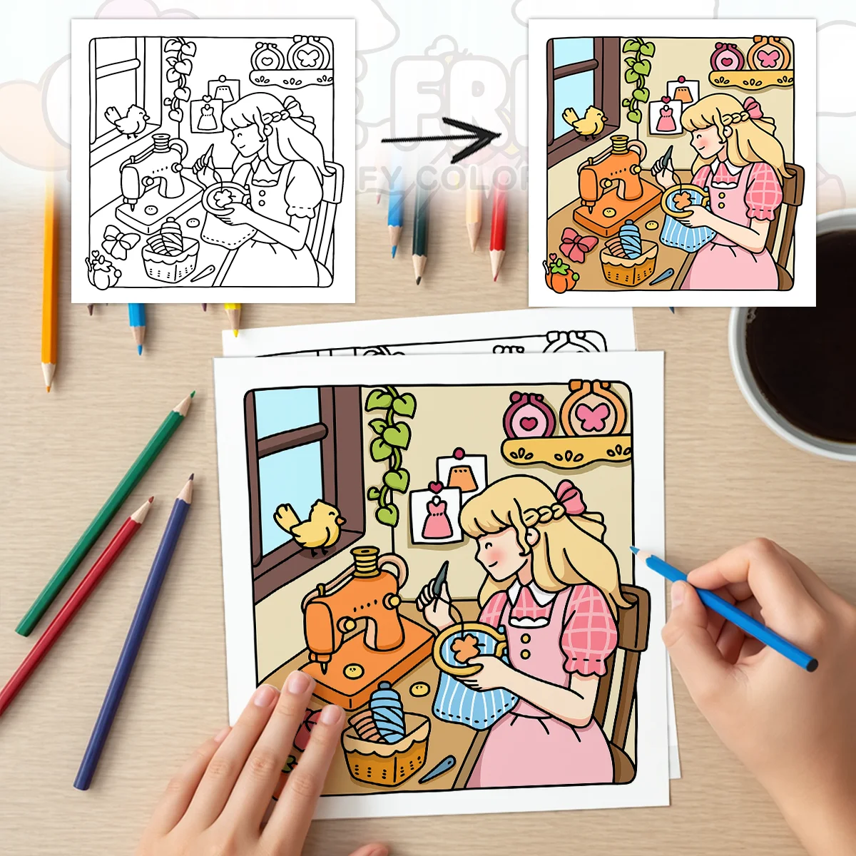 SOFT LIFE CUTE & COMFY Libro da colorare per adulti Simpatici modelli di cartoni animati Libro da disegno Regalo di pittura perfetto per feste e compleanni