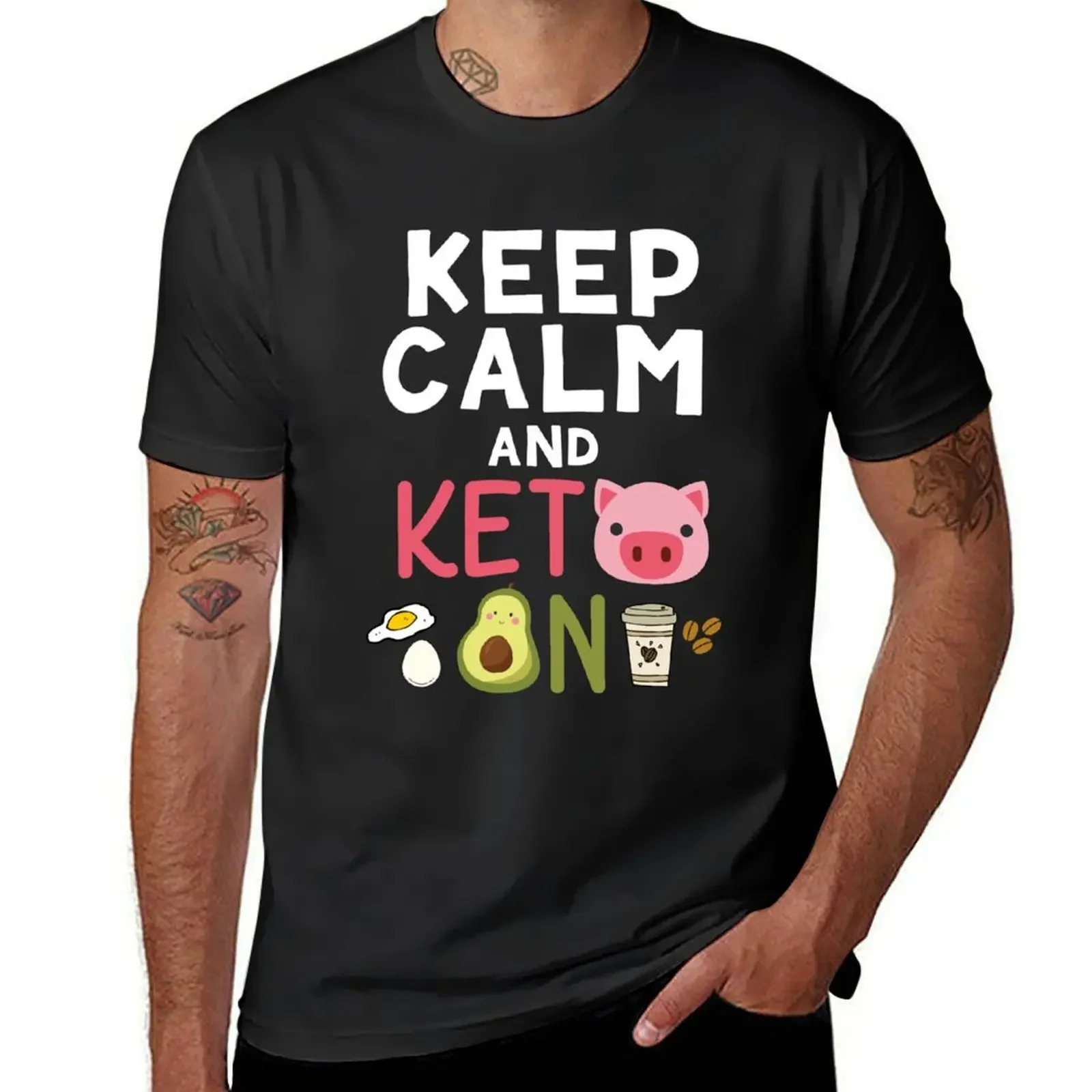 Keep Calm And Keto On Funny Ketogenic And Avocado T-Shirt kawaii clothes street wear funny t shirts men