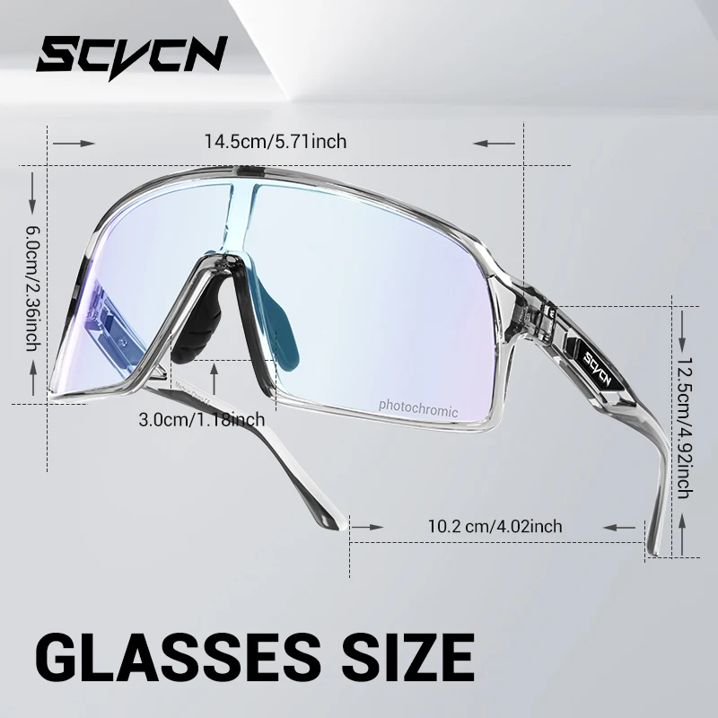 SCVCN Cycling Photochromic Eyewear UV400 Protection Outdoor Sports Glasses Men Women Outdoor Hiking Riding Fishing Glasses