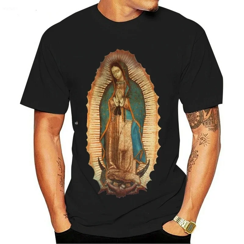 Our Lady Of Guadalupe Virgin Mary The Madonna Religious Graphic T-Shirt Summer Cotton Short Sleeve O-Neck Unisex T Shirt New