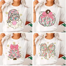 Christmas Colorful large Heat Transfer Stickers Christmas Tree Iron On Patches Heat Transfer Printing For Clothing DIY T-shirt