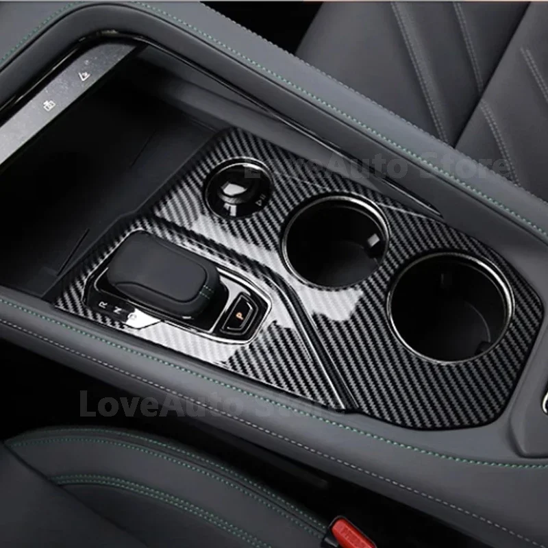 For Zeekr 001 2022 2023 2024 Car ABS Gear Panel Handbrake Cover Decoration Water Cup Holder Frame Cover Trim Accessories