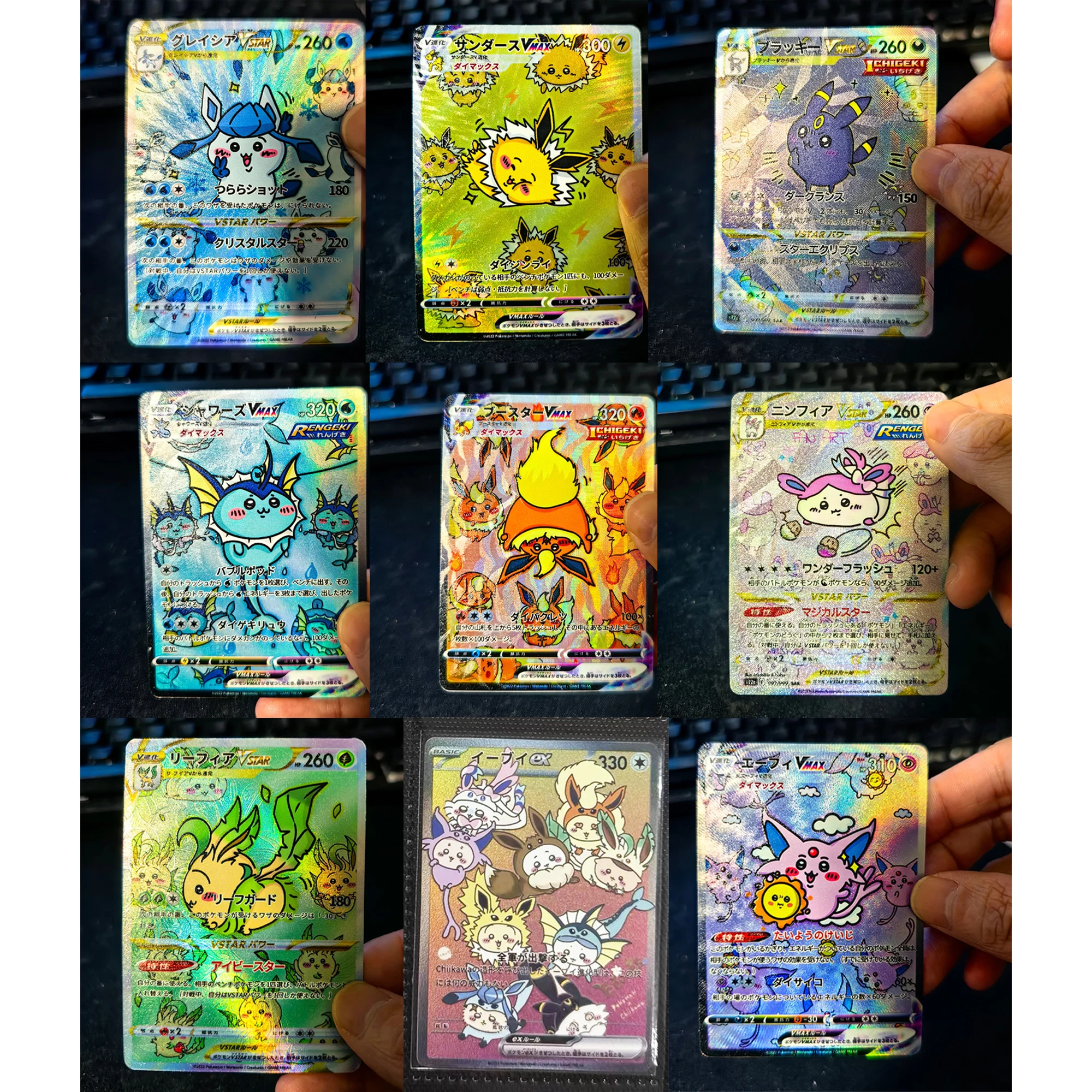

9Pcs/set Diy PTCG Eeveelution Series Flash Card Eevee Umbreon Espeon Sylveon Classic Game Anime Collection Card Gift Toy