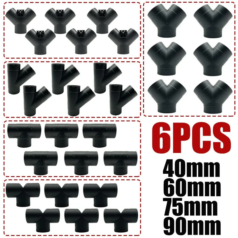 6x 42/60/75/90mm duto de ventilação de ar t peça y ramo tubo conector marceneiro divisor para webasto eberspaecher aquecedor de estacionamento diesel