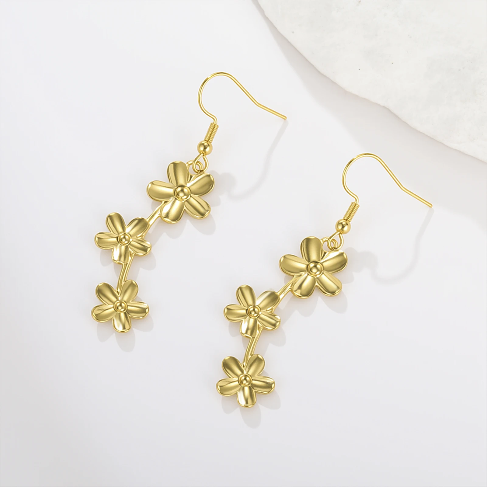 COOLTIME Mode Blume Baumeln Ohrringe für Frauen Edelstahl Gold Farbe Ohrring Schmuck Geschenk Großhandel – Detail 10