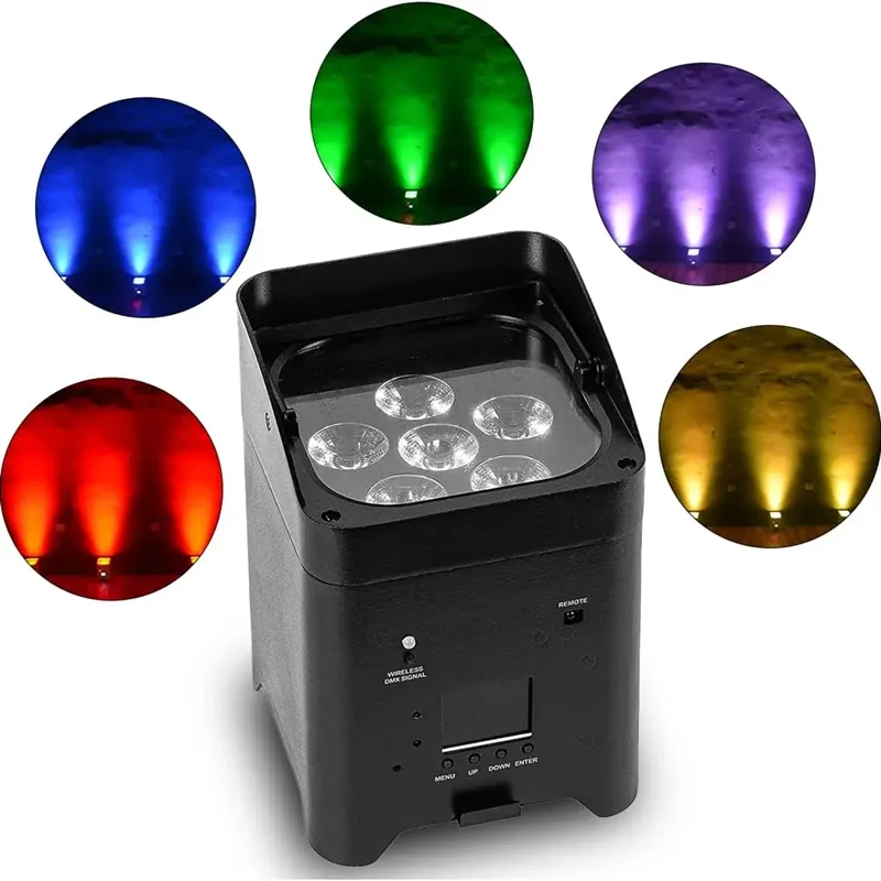 LED Battery Par light Remote Control 6*18W RGBWA+UV 6in1 LED Wireless light Disco Party NightClub Bar Music show dmx light show