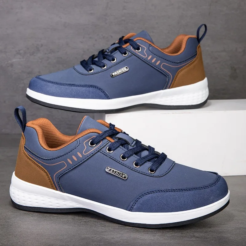 ELUVA Herren-Sneaker, wasserdichte Leder-Wanderschuhe, leichte, bequeme, rutschfeste Schuhe, Sportschuhe für Herren, Freizeitschuhe