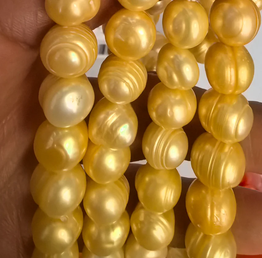 

Ожерелье из натурального жемчуга южных морей, 12-15 мм, барочный стиль, золото, серебро 925 пробы, 17 дюймов, для женщин, ювелирные изделия