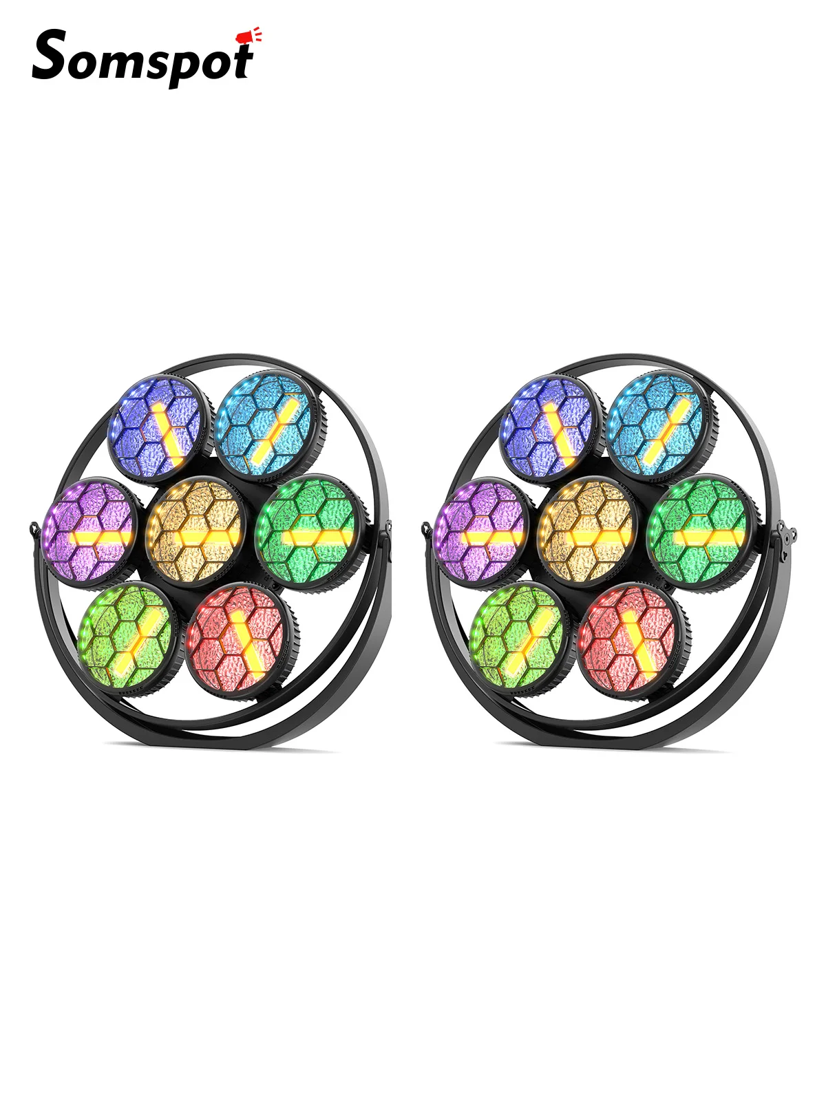 Somspot 2 Stück 350W Lineare Vintage-Leuchten COB LED Retro-Lichter 7x50W Bühnenbeleuchtungseffekt-Projektor für DJ Disco Party Konzert Live-Show Hochzeit Theater