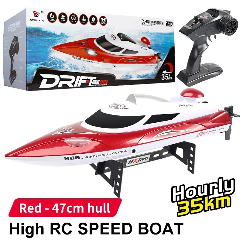 RC Boats High-speed 35Km/h 2.4GHz One Click Capsize Reset Fast Electric Speedboat with LED Lights Toys Gift for Childrens Adults