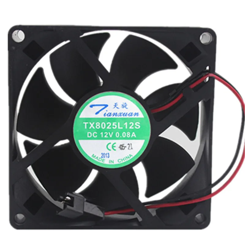 For Tianxuan TX8025L12S DC 12V 0.08A 0.96W 2800RPM 8cm 8025 80x80x25mm Silent Cooling Fan