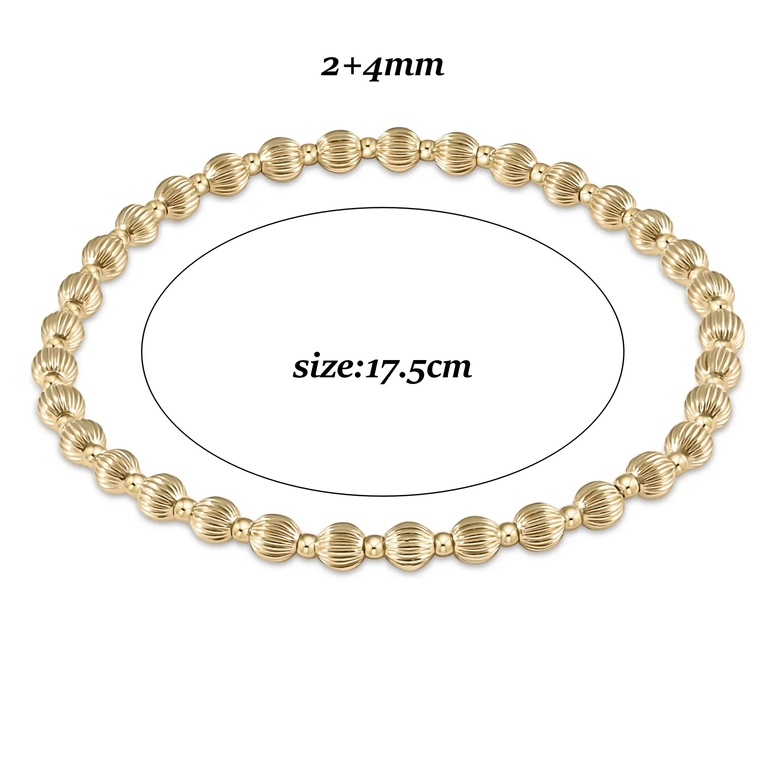 Goldperlen-Stretch-Armbänder für Damen, 18K vergoldet, stapelbar, modischer Schmuck, trendiges Accessoire für Party und Alltag. – Detail 12