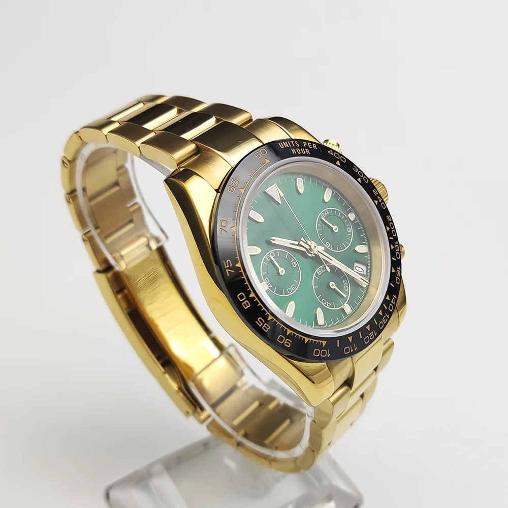 남성용 비즈니스 럭셔리 쿼츠 시계, 클래식, 캐주얼, 사파이어, 방수, 스테인레스 스틸, 야광, VK63 시계, 달력