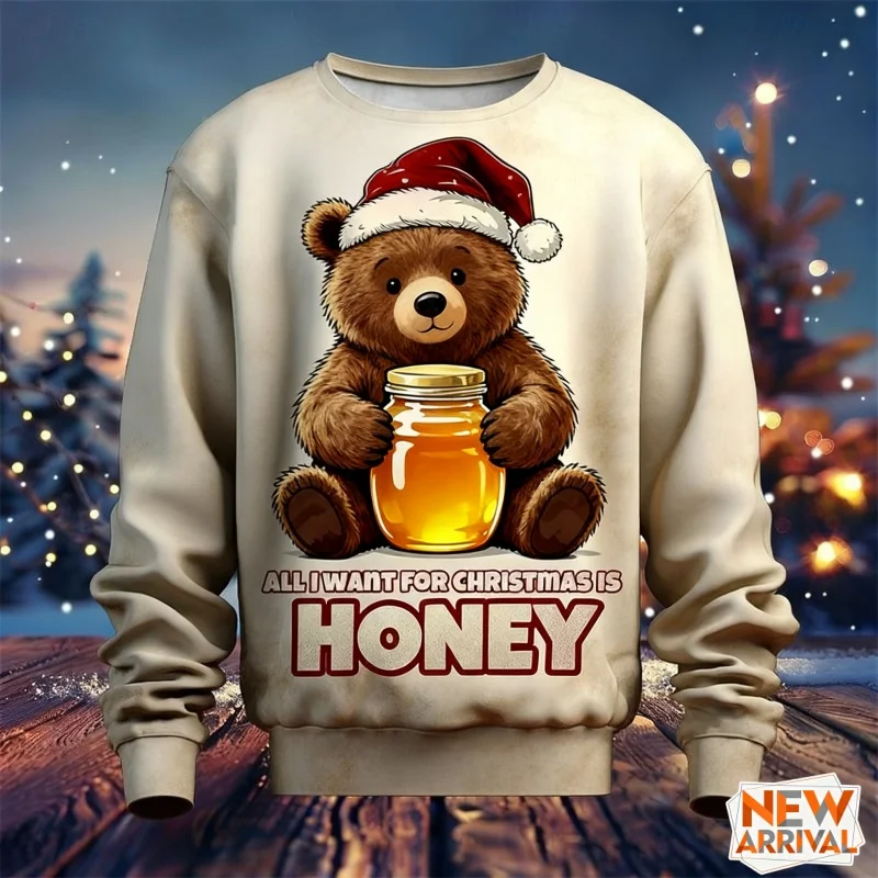 ثلاثية الأبعاد طباعة عيد الميلاد احتفالي البلوز للرجال النساء لطيف الحيوان نمط هوديي عادية كم طويل البلوفرات الجولة الرقبة هوديس #2