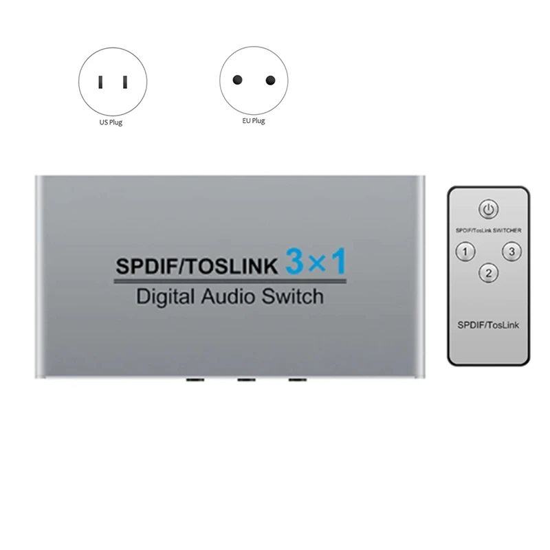 

3-Port Toslink Switching Digital Optical Audio Switcher 3X1 With IR Remote Control Aluminum SPDIF Switcher Easy To Use